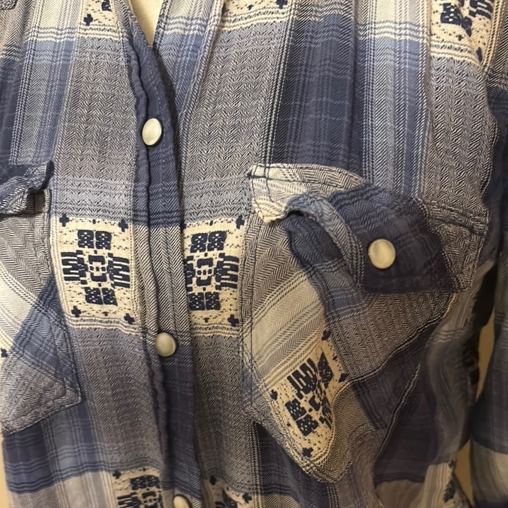 Blue Plaid Button-Up Shirt - Picture 2 of 4